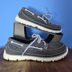 L.L. Bean Topsider Boat Shoes Women’s 6M Slate Blue Leather Deck Shoe #293451